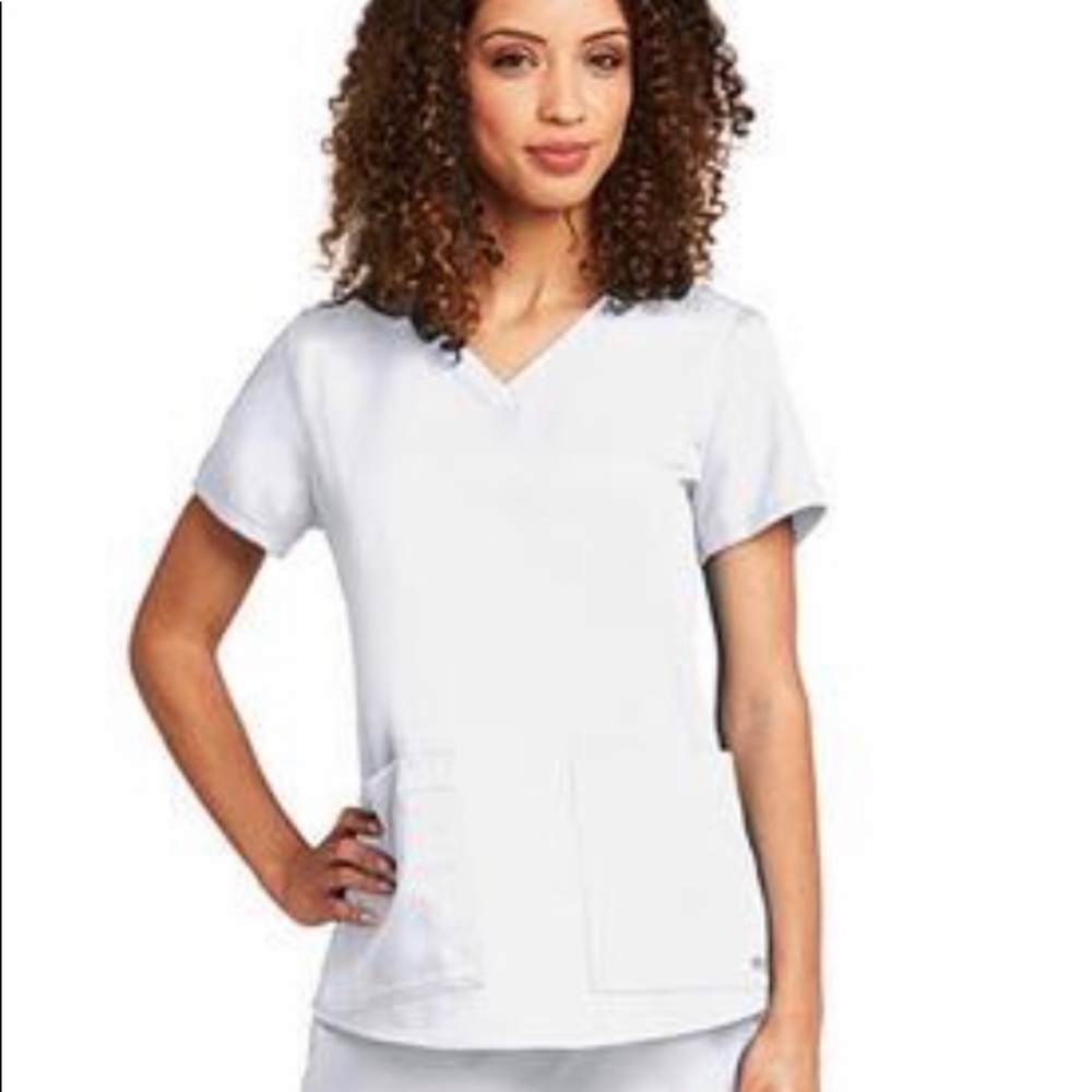 White scrub top